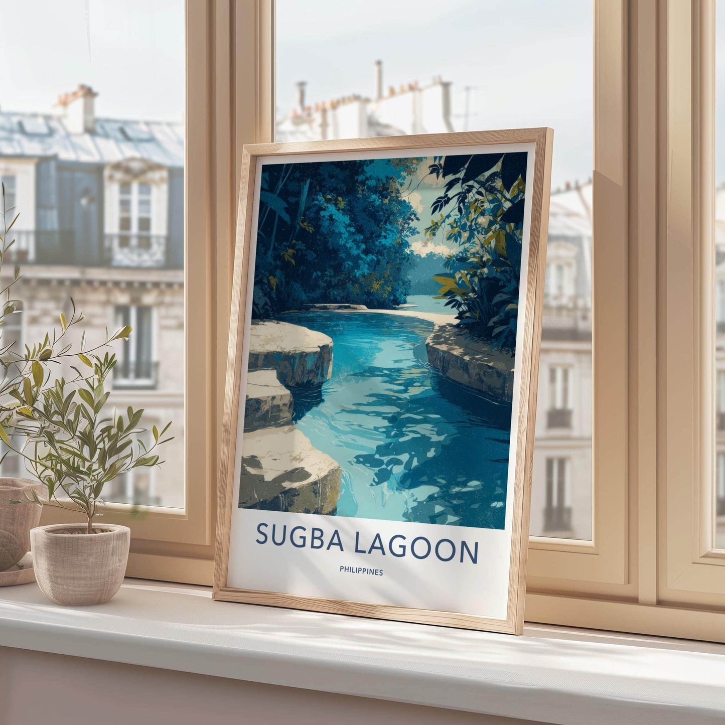 Sugba Lagoon Poster - Philippines Travel Art - Tropical Blue Lagoon Home Decor