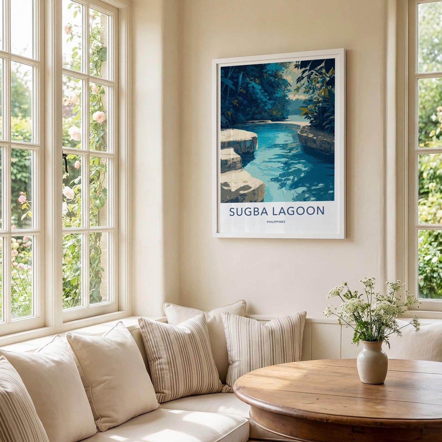 Sugba Lagoon Poster - Philippines Travel Art - Tropical Blue Lagoon Home Decor