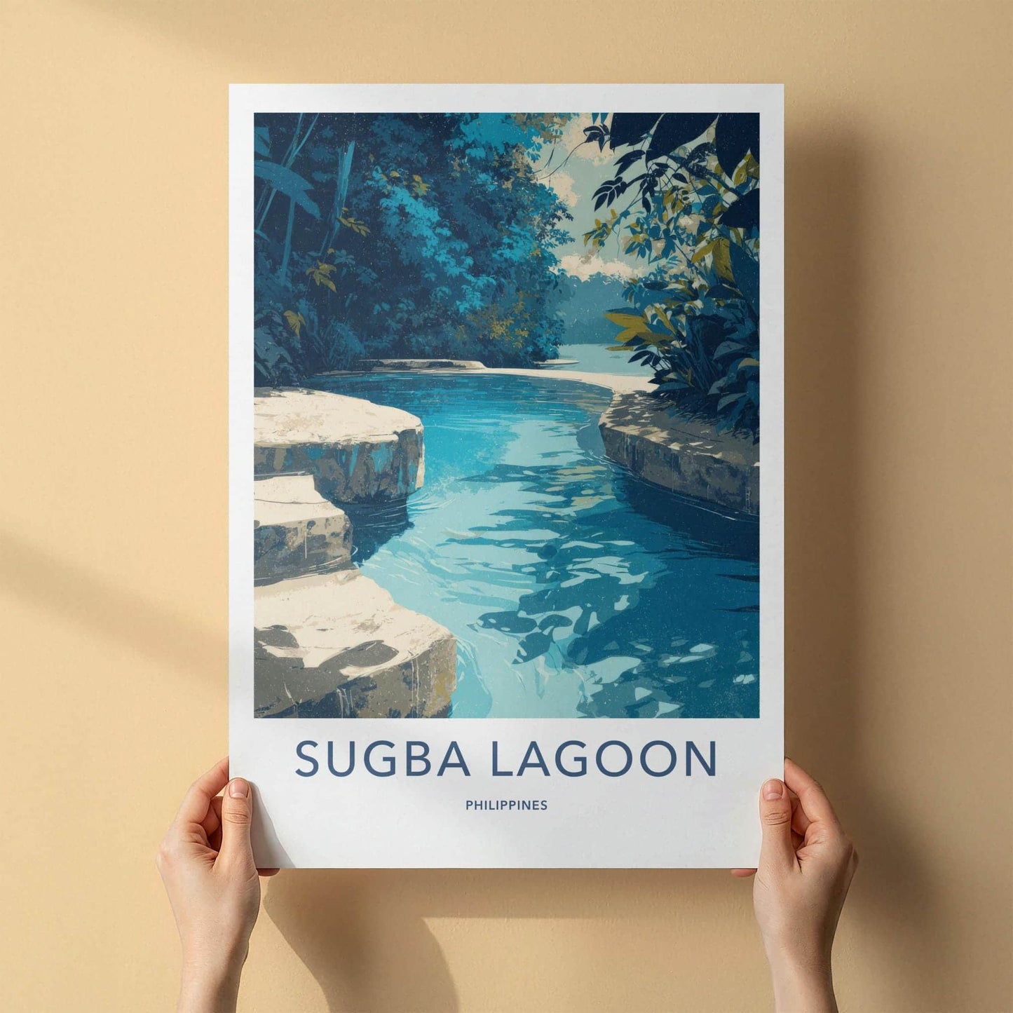 Sugba Lagoon Poster - Philippines Travel Art - Tropical Blue Lagoon Home Decor
