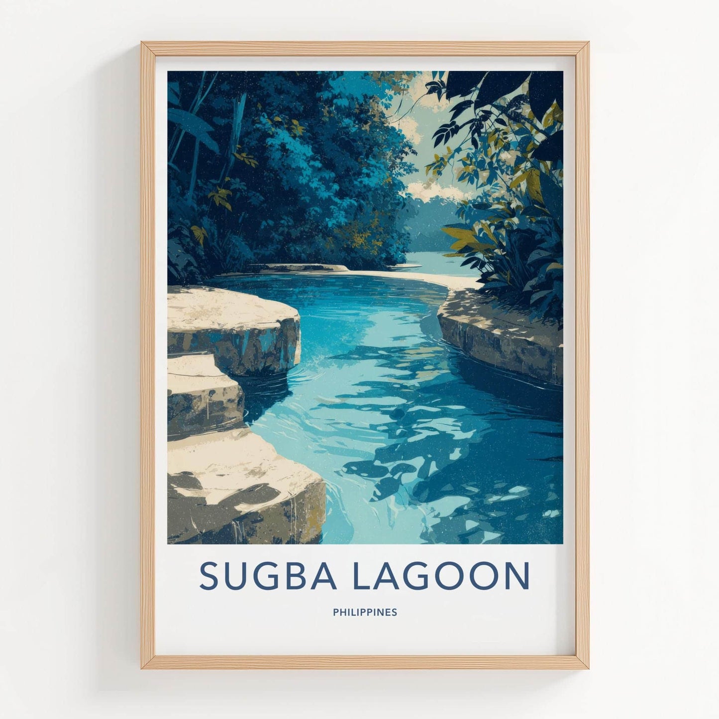 Sugba Lagoon Poster - Philippines Travel Art - Tropical Blue Lagoon Home Decor