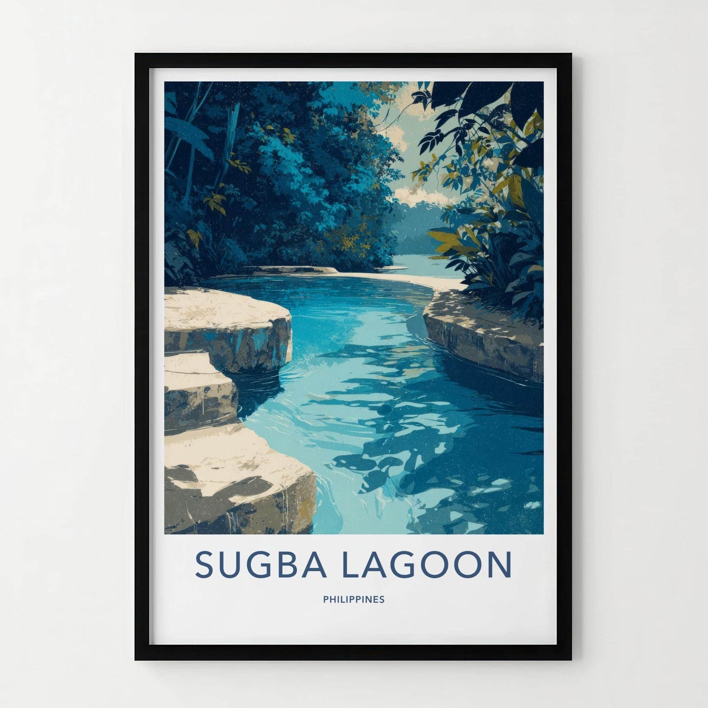 Sugba Lagoon Poster - Philippines Travel Art - Tropical Blue Lagoon Home Decor
