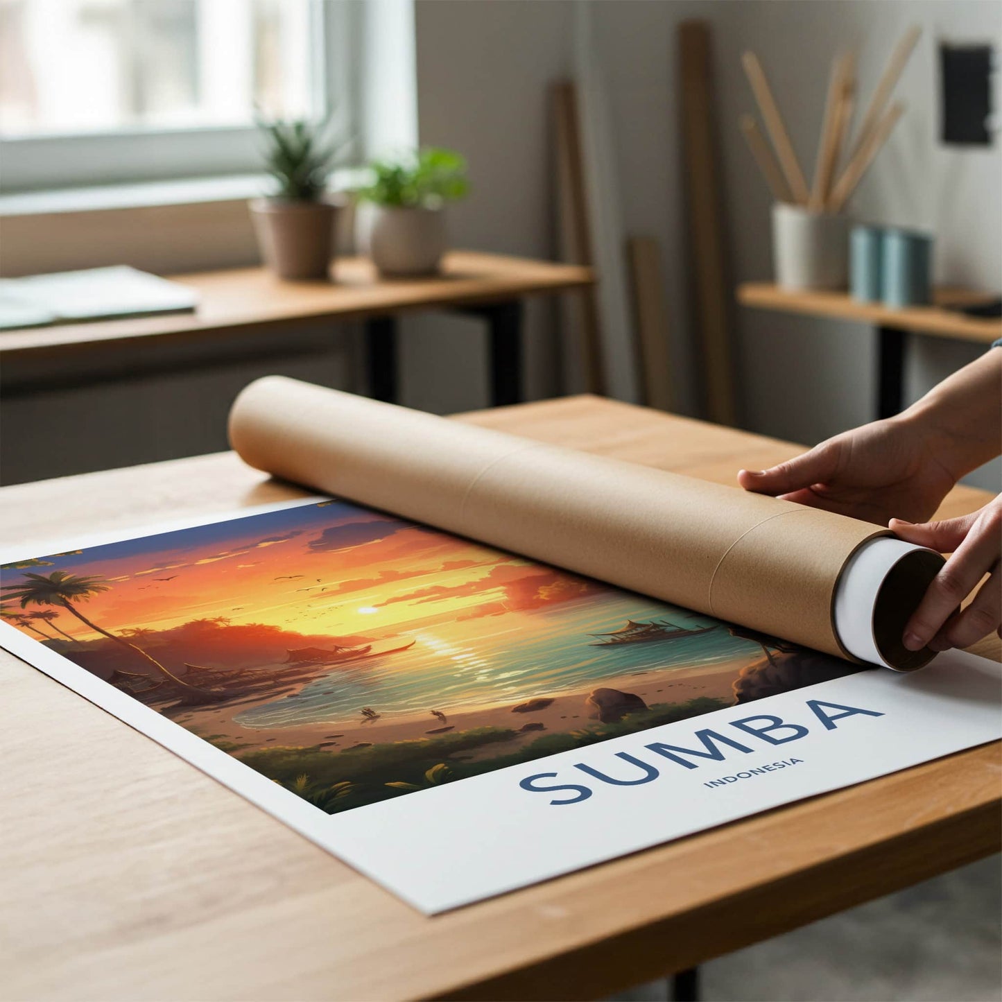 Sumba Poster - Indonesia Travel Art - Tropical Beach Sunset Home Decor