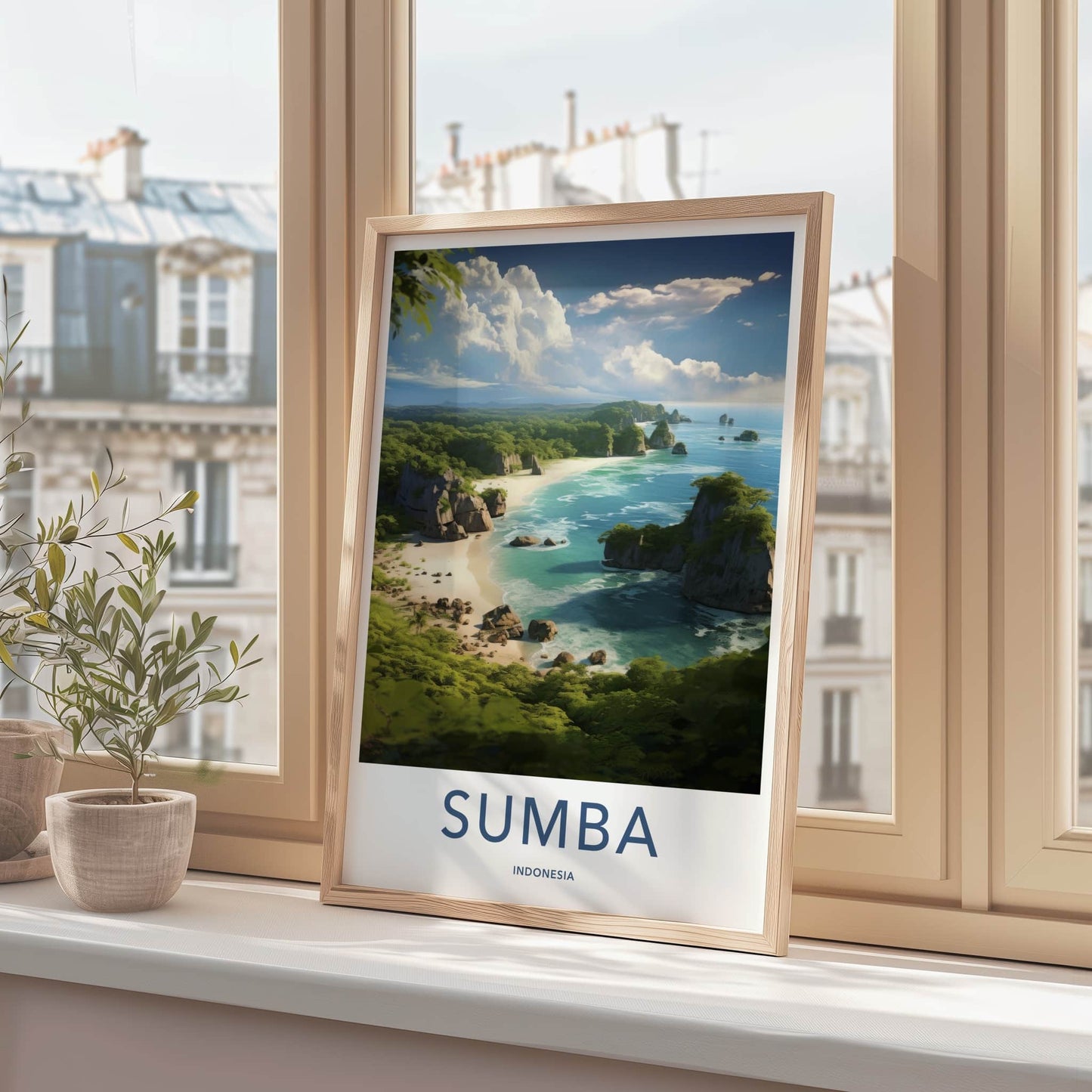 Sumba Poster - Indonesia Travel Art - Tropical Coastline View Home Decor