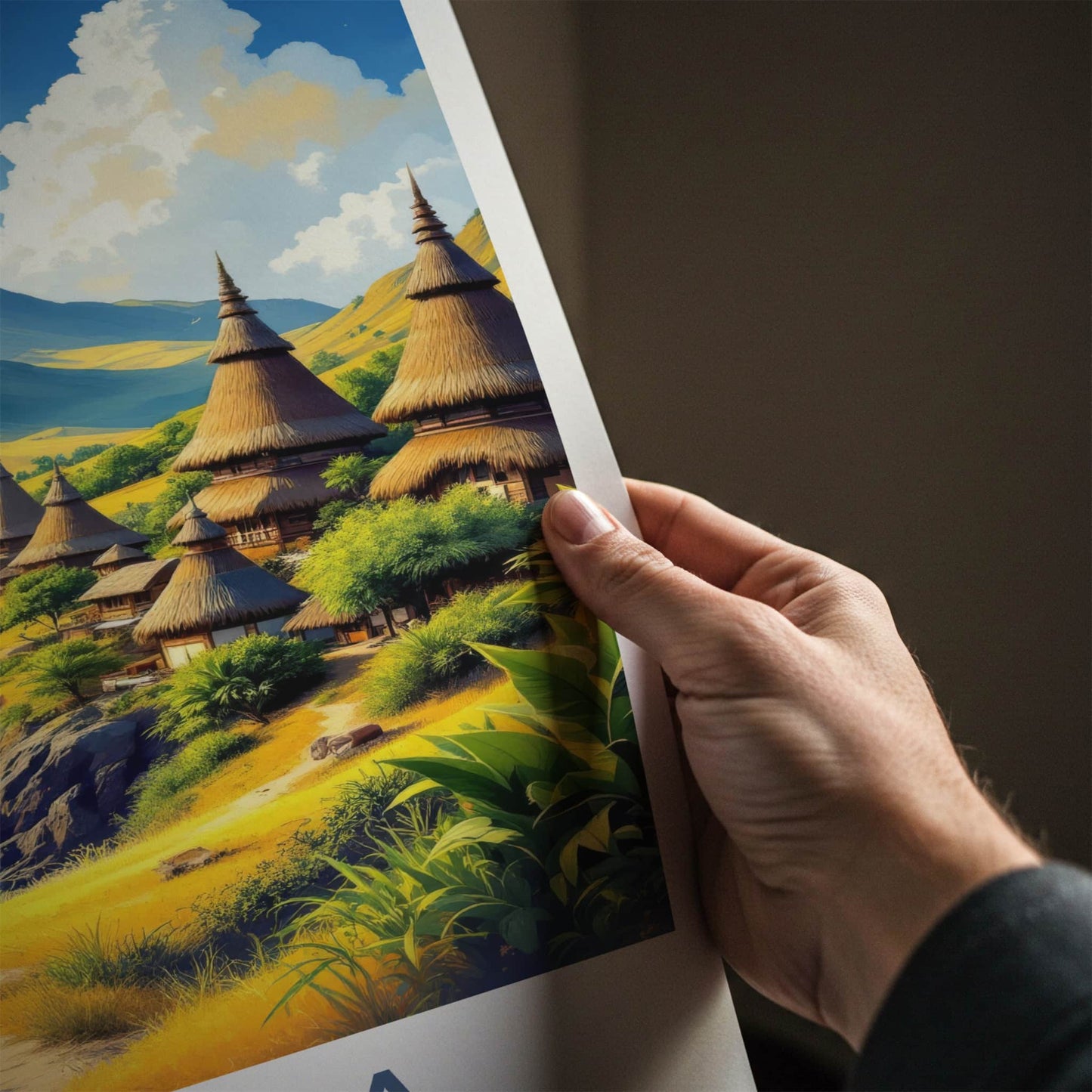 Sumba Poster - Indonesia Travel Art - Tropical Island Huts Home Decor