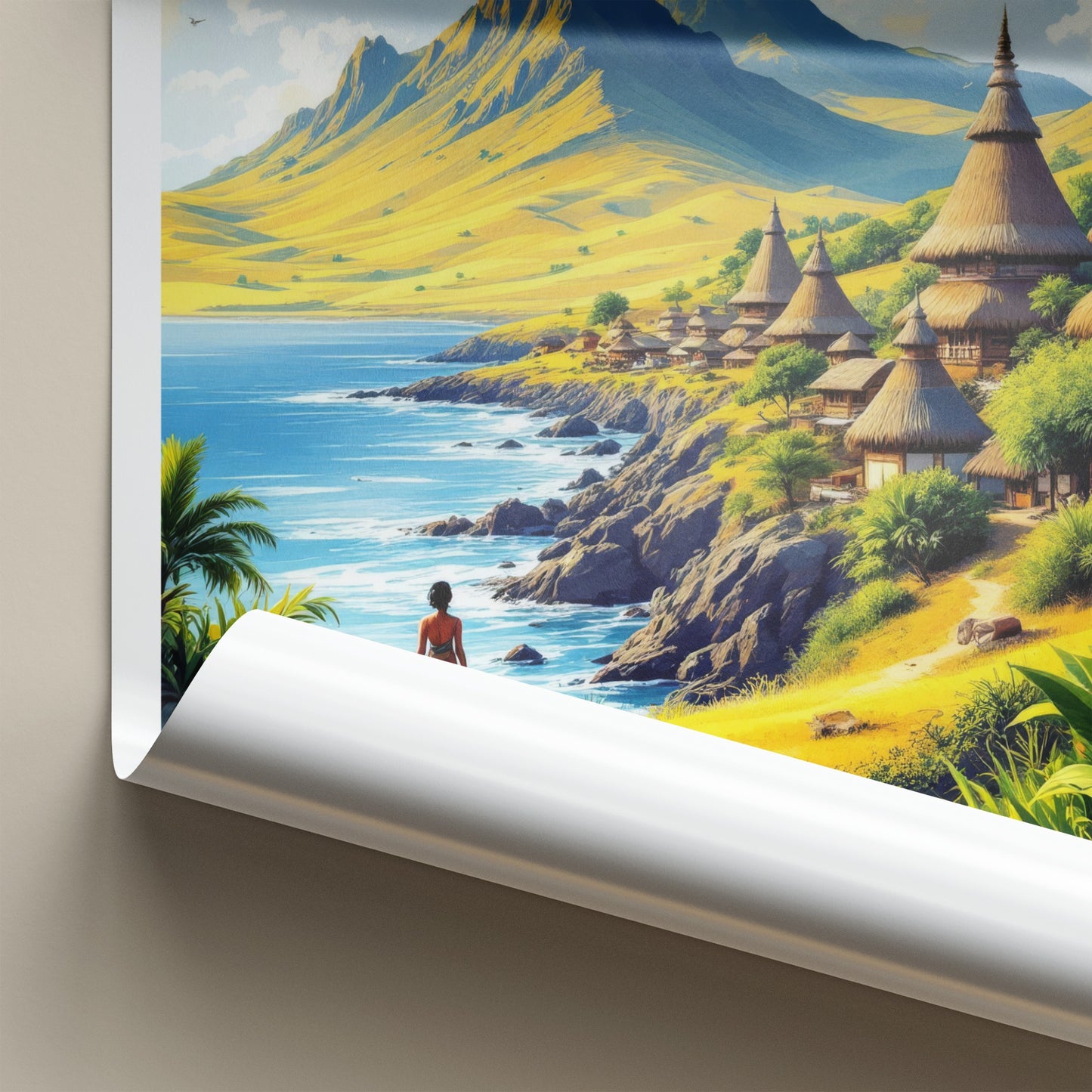 Sumba Poster - Indonesia Travel Art - Tropical Island Huts Home Decor