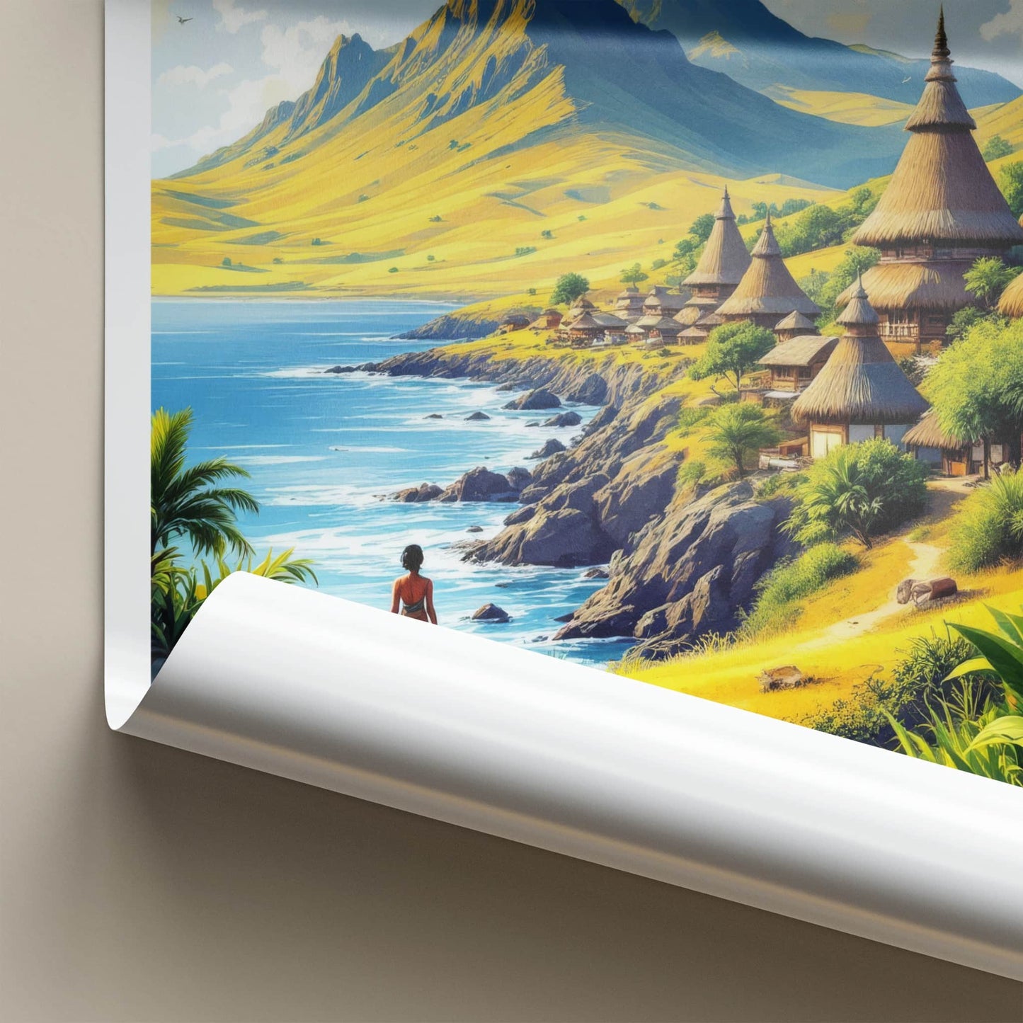 Sumba Poster - Indonesia Travel Art - Tropical Island Huts Home Decor
