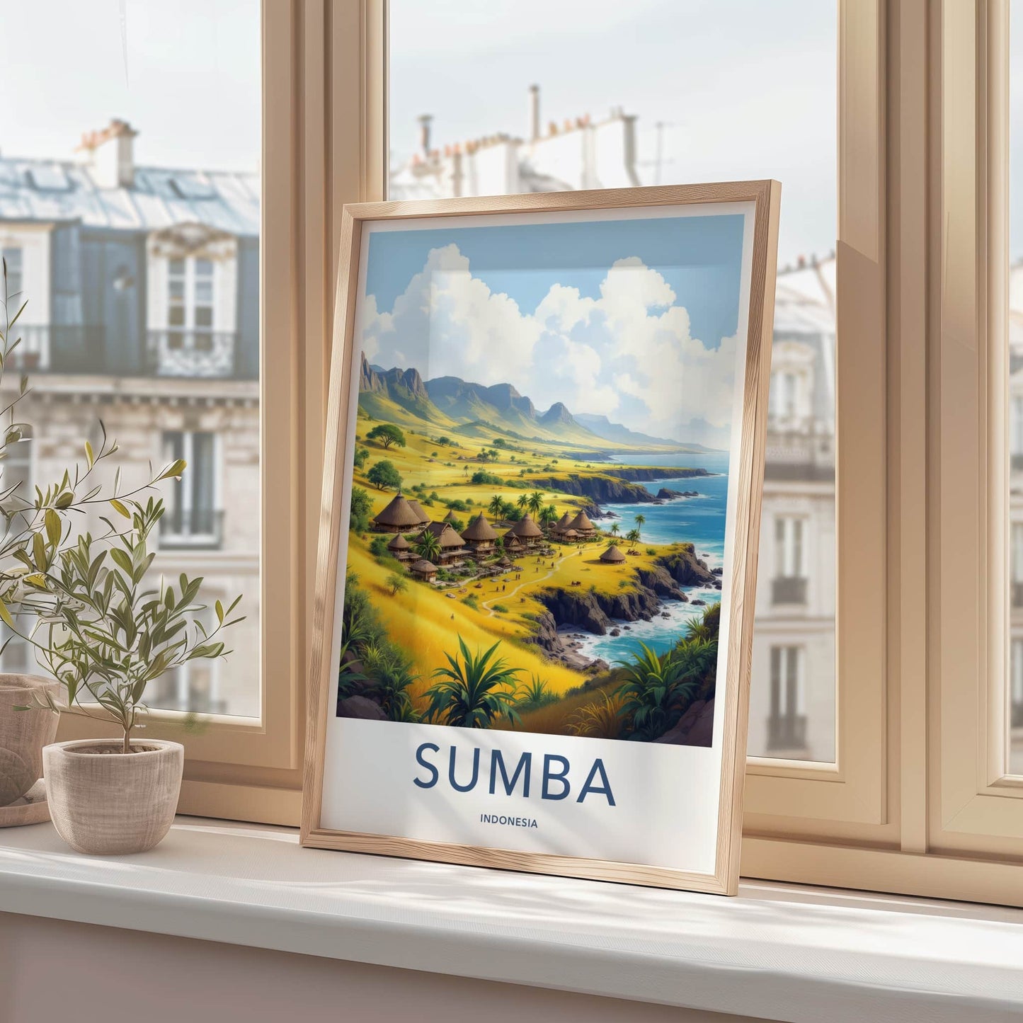 Sumba Poster - Indonesia Travel Art - Tropical Island Village Home Decor