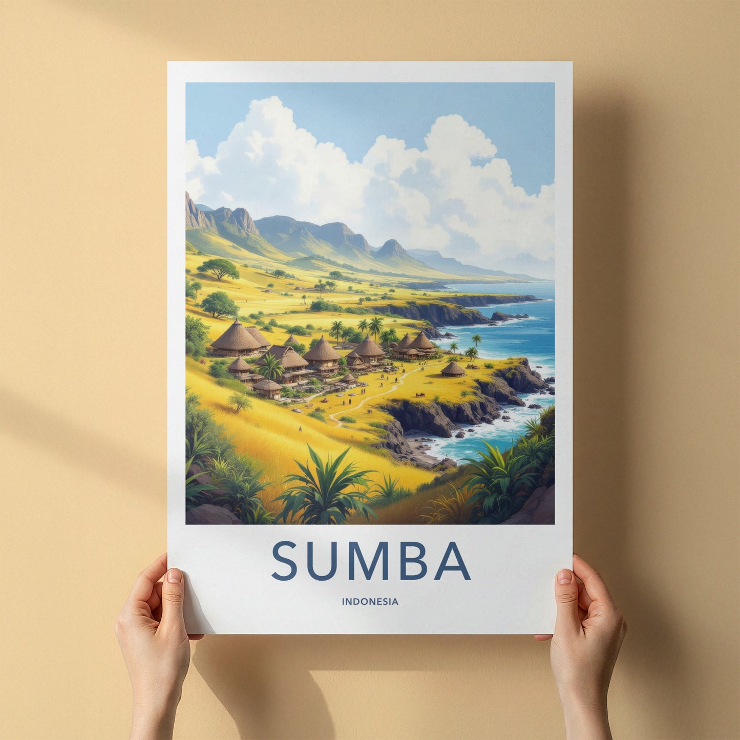 Sumba Poster - Indonesia Travel Art - Tropical Island Village Home Decor