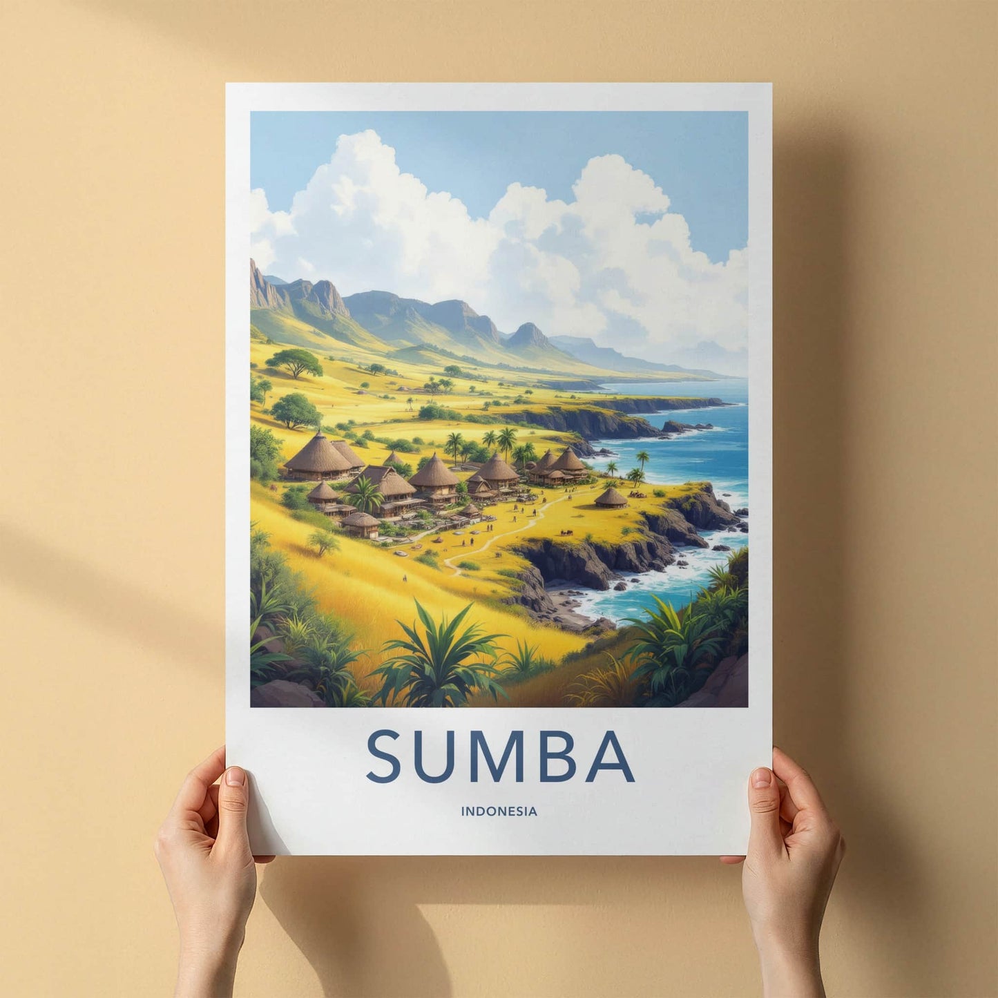 Sumba Poster - Indonesia Travel Art - Tropical Island Village Home Decor
