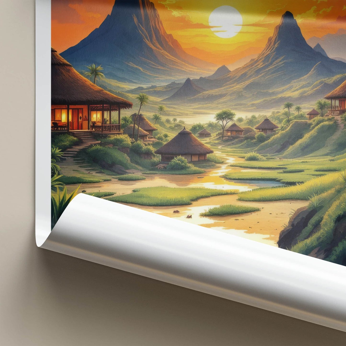 Sumba Poster - Indonesia Travel Art - Tropical Village Sunset Home Decor