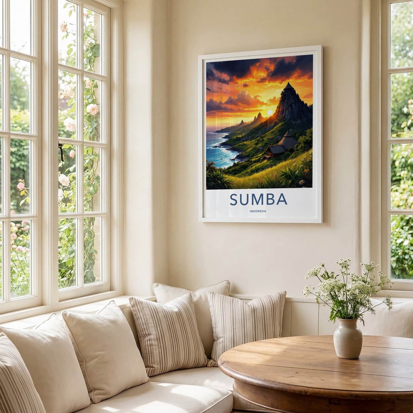 Sumba Poster - Indonesia Travel Art - Vibrant Coastal Sunset Home Decor
