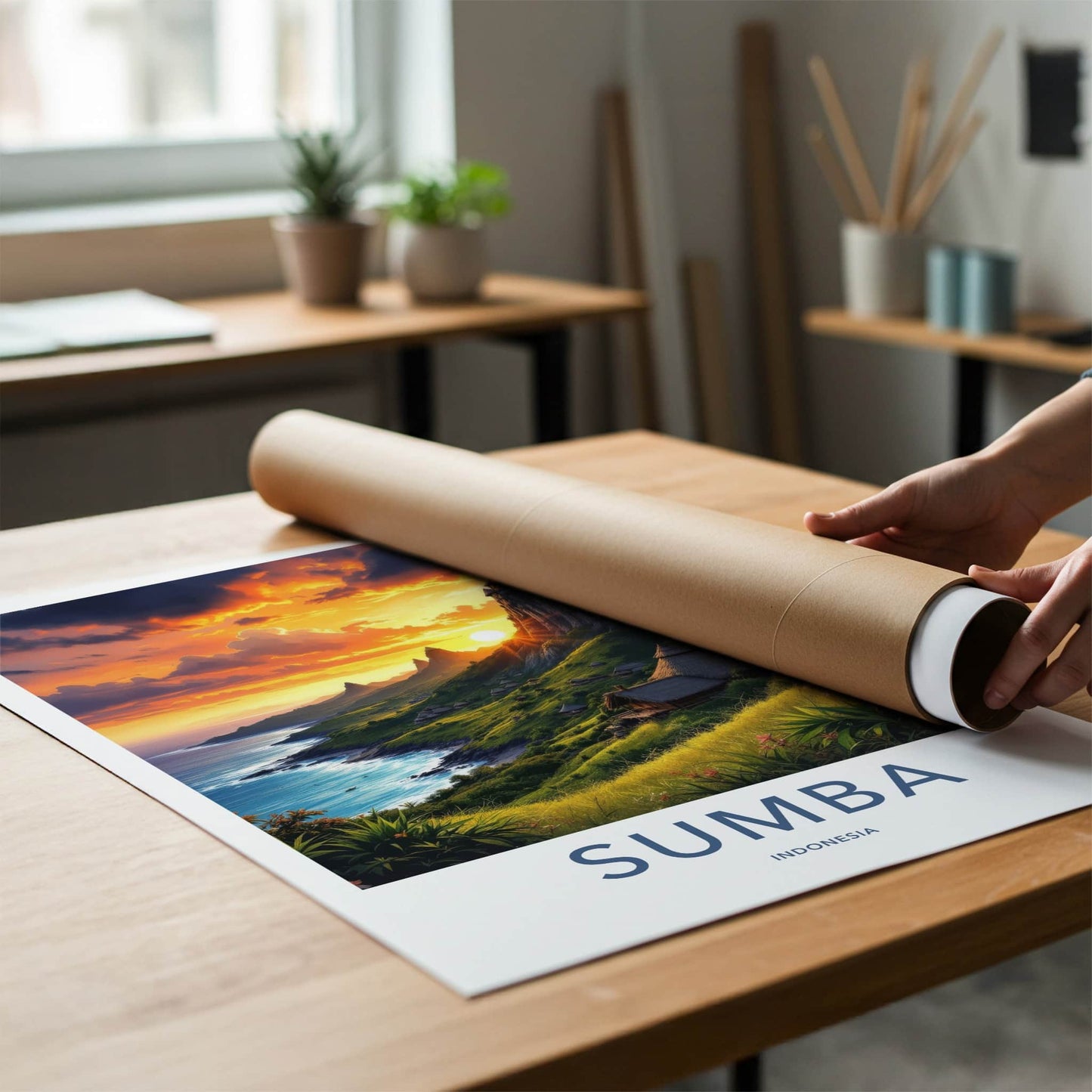 Sumba Poster - Indonesia Travel Art - Vibrant Coastal Sunset Home Decor