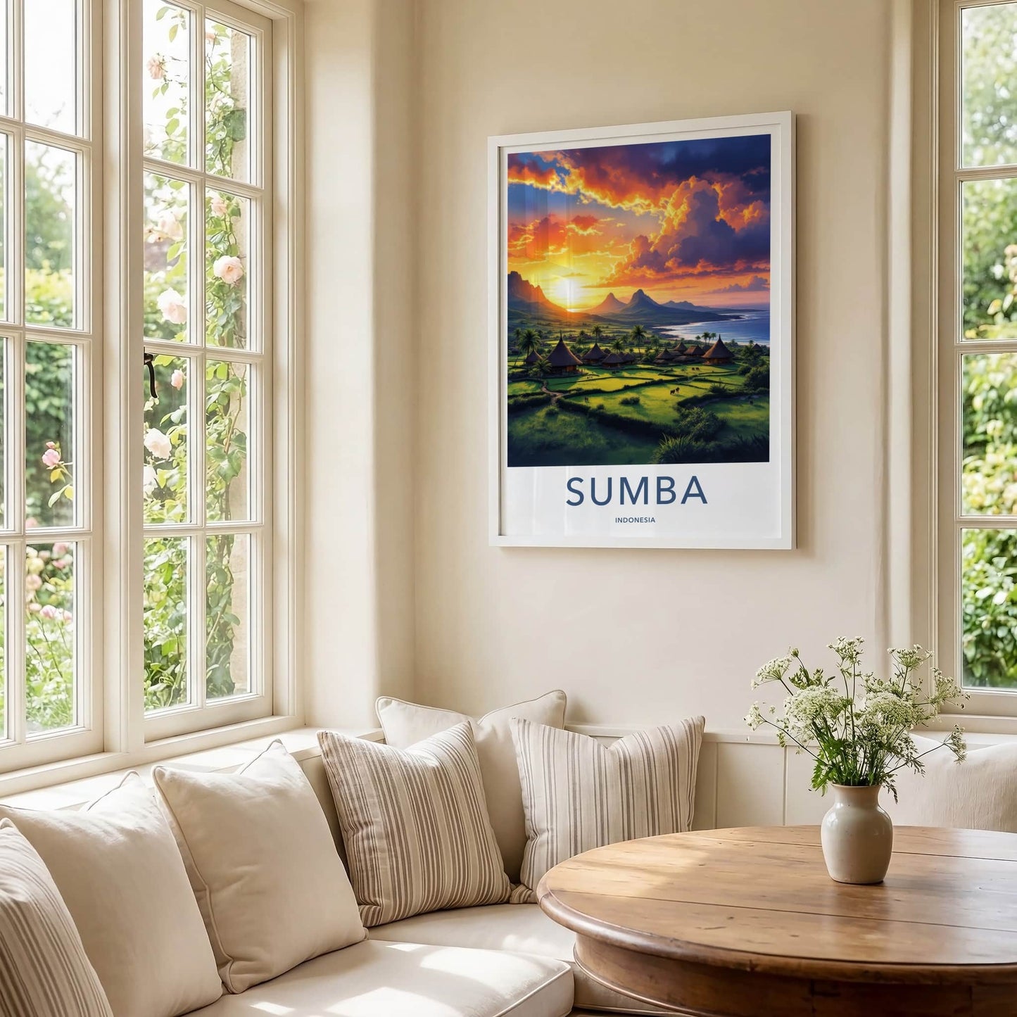 Sumba Poster - Indonesia Travel Art - Vibrant Tropical Sunset Home Decor