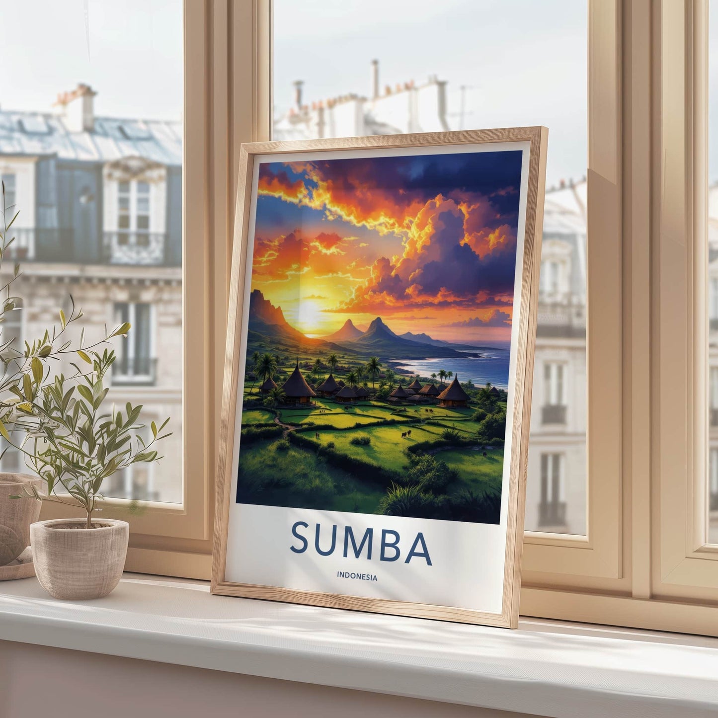Sumba Poster - Indonesia Travel Art - Vibrant Tropical Sunset Home Decor