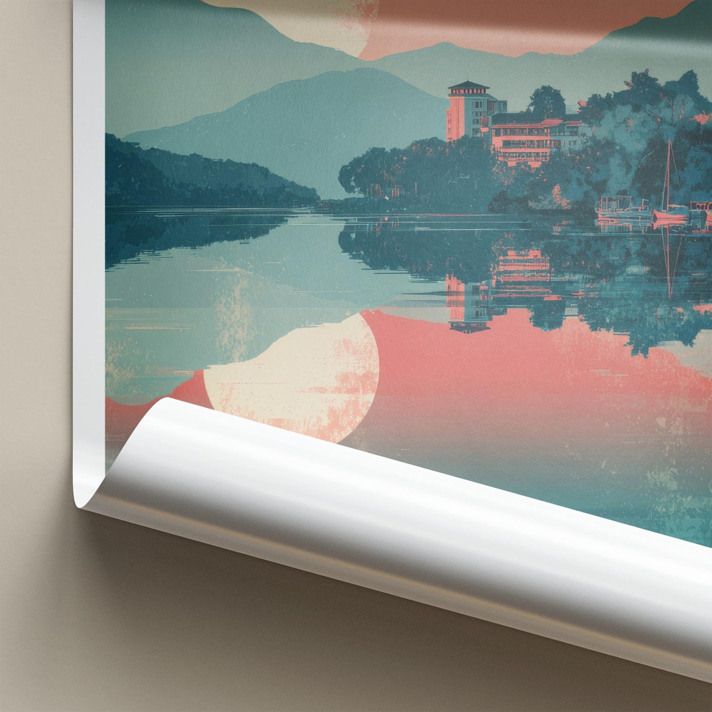 Sun Moon Lake Poster - Taiwan Travel Art - Serene Water Reflections Home Decor