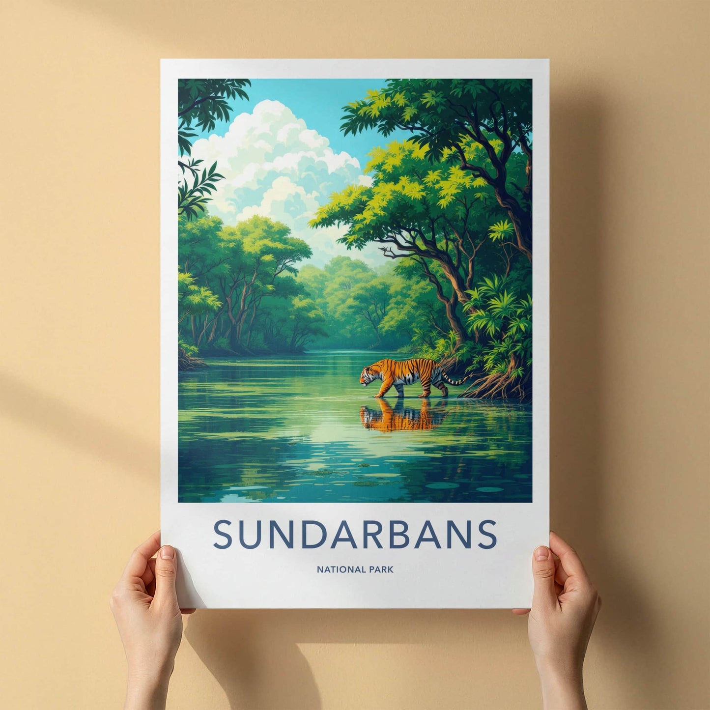 Sundarbans National Park Poster - India Travel Art - West Bengal Tiger Home Decor