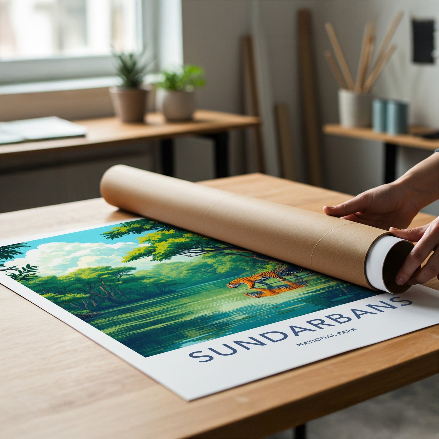 Sundarbans National Park Poster - India Travel Art - West Bengal Tiger Home Decor