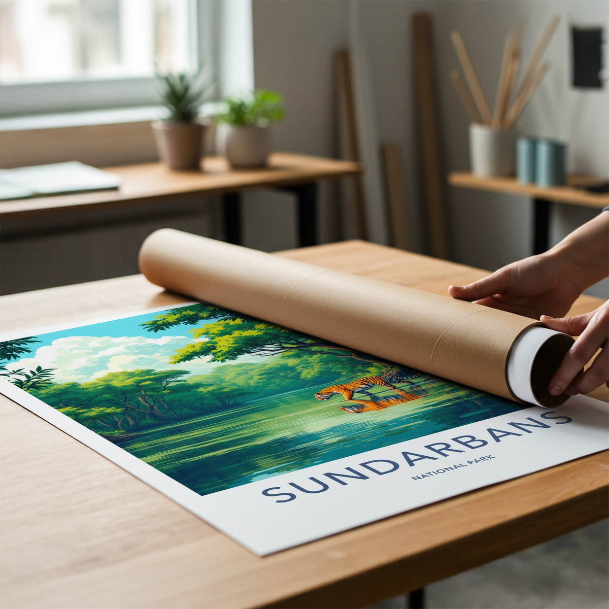 Sundarbans National Park Poster - India Travel Art - West Bengal Tiger Home Decor