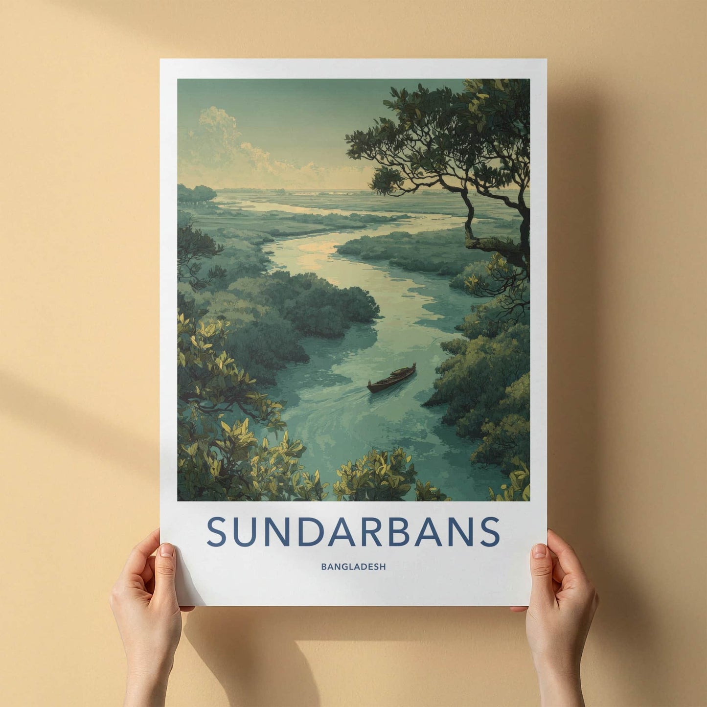 Sundarbans Poster - Bangladesh Travel Art - River Boat Mangrove Gallery Art