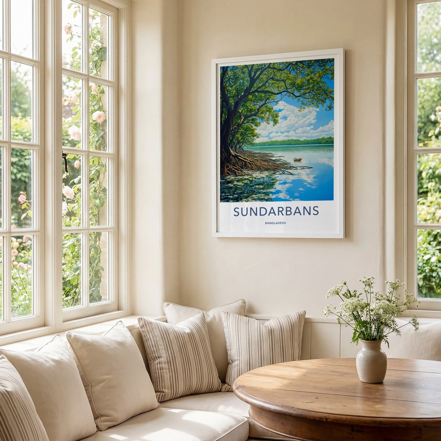 Sundarbans Poster - Bangladesh Travel Art - Swimming Tiger Mangroves Home Decor
