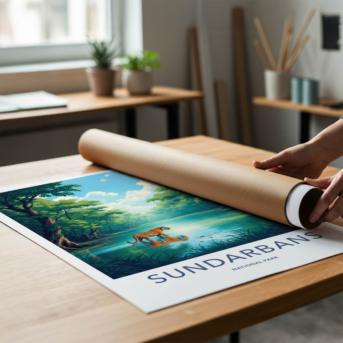 Sundarbans Poster - India Travel Art - West Bengal Tiger Water Wall Decor