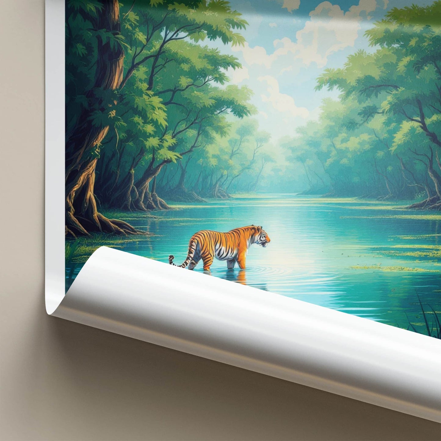 Sundarbans Poster - India Travel Art - West Bengal Tiger Water Wall Decor