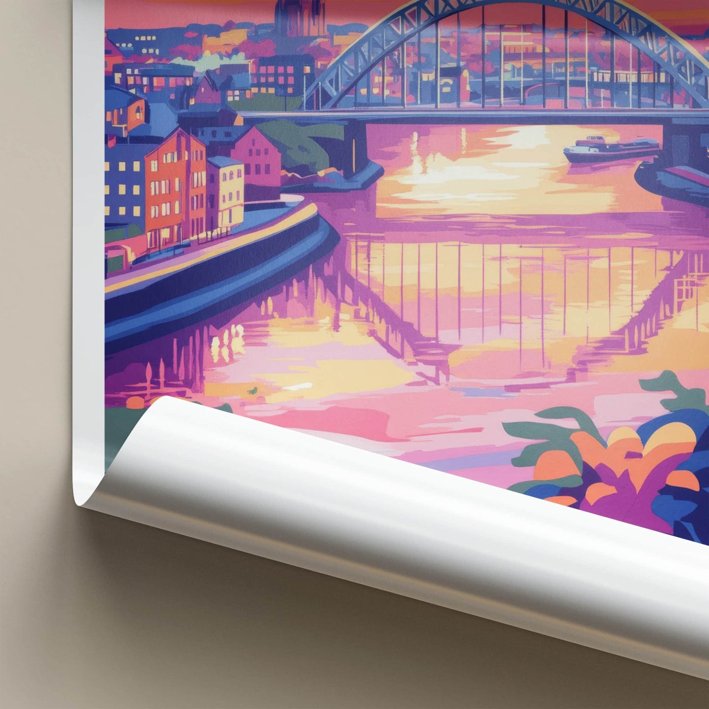 Sunderland Poster - England Travel Art - River Bridge Sunset Wall Decor