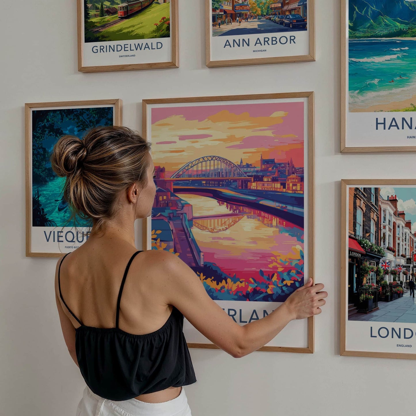 Sunderland Poster - England Travel Art - Vibrant Cityscape River Home Decor