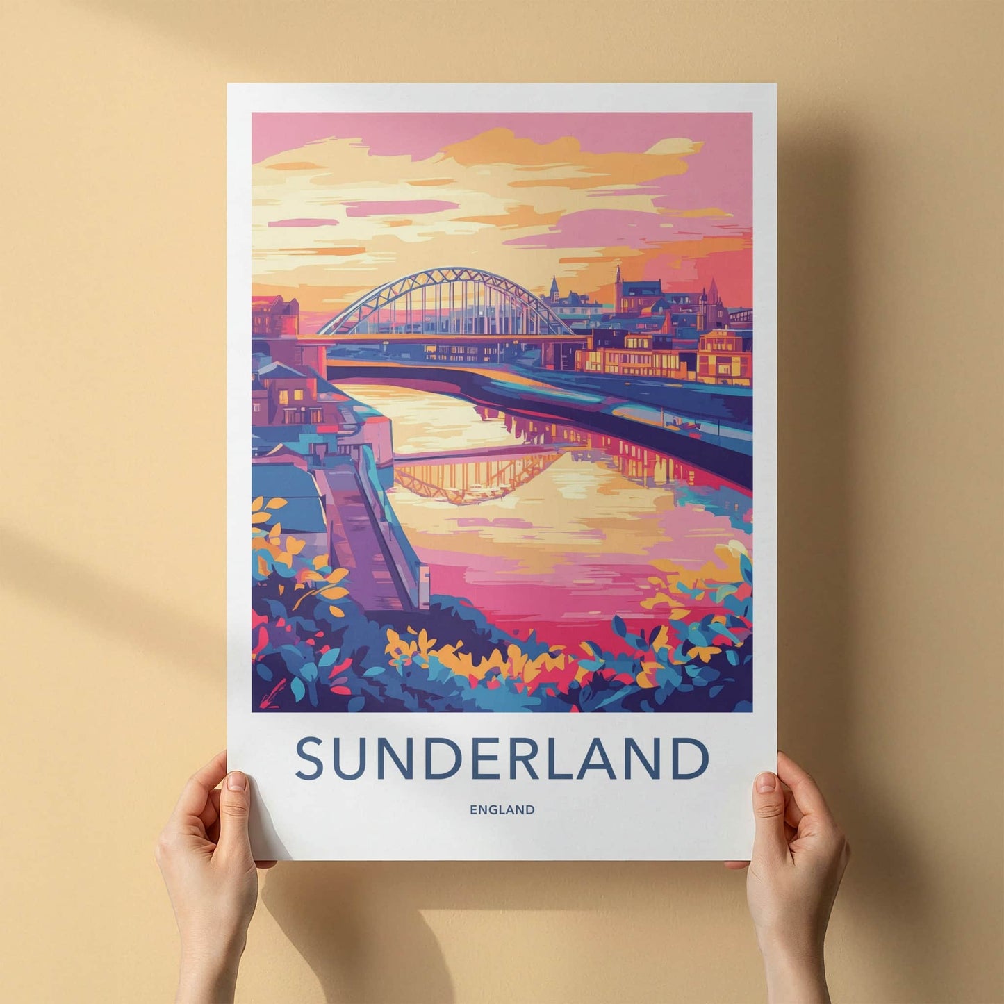 Sunderland Poster - England Travel Art - Vibrant Cityscape River Home Decor