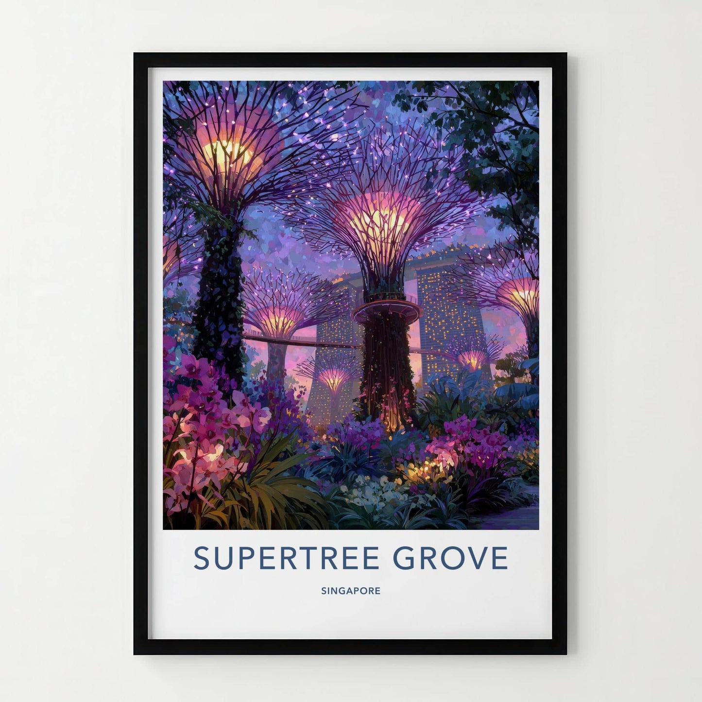 Supertree Grove Poster - Singapore Art Print - Vibrant Supertrees Night Home Decor
