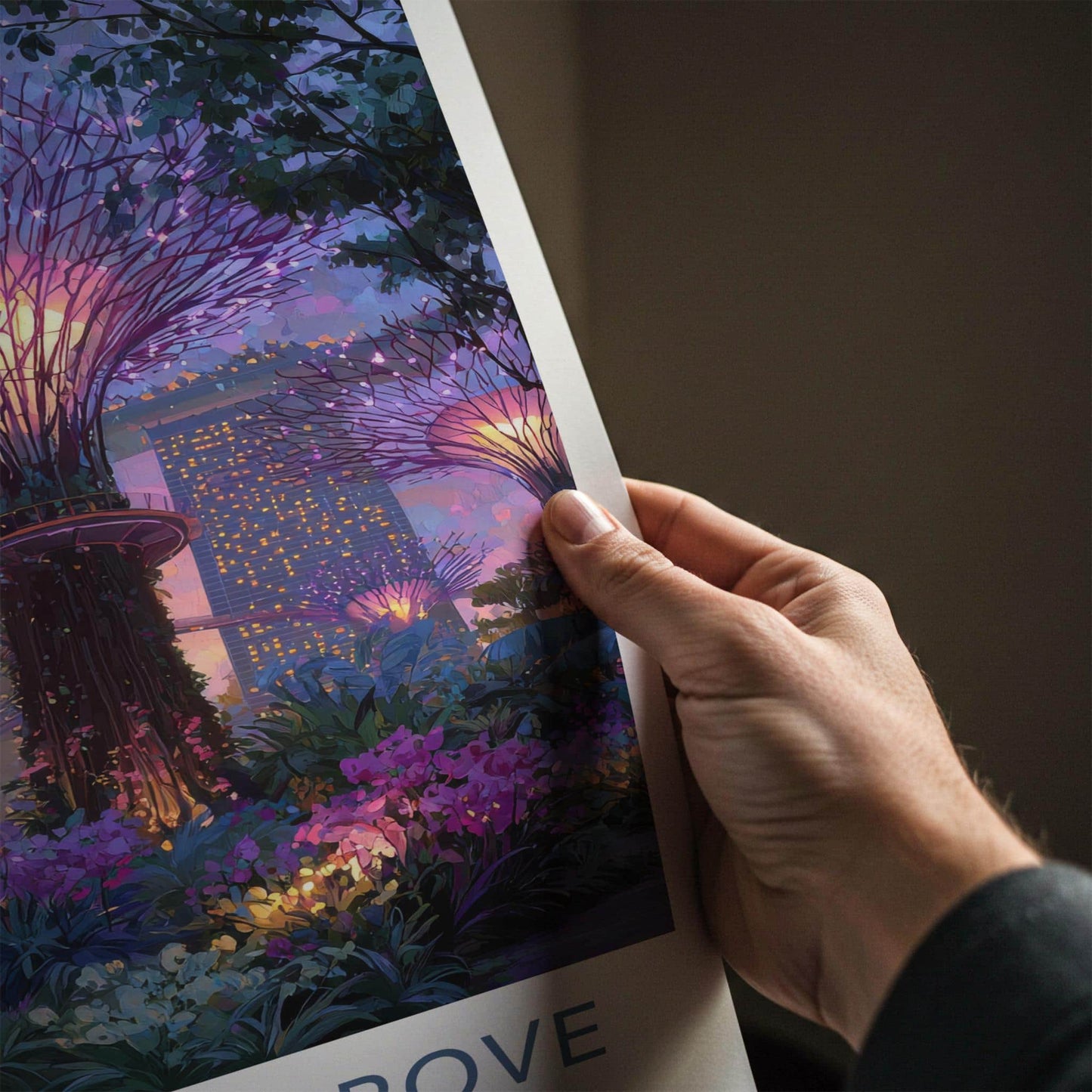 Supertree Grove Poster - Singapore Art Print - Vibrant Supertrees Night Home Decor