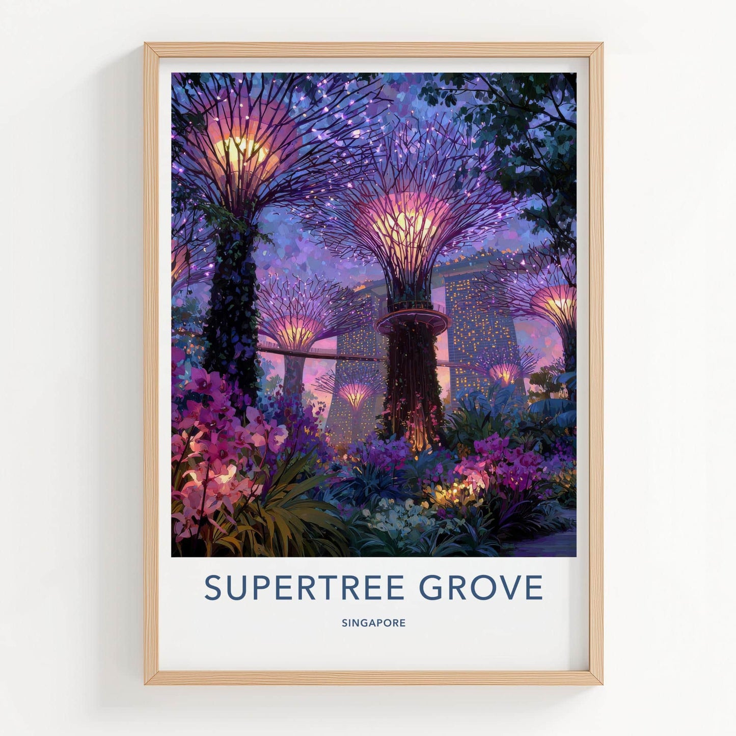 Supertree Grove Poster - Singapore Art Print - Vibrant Supertrees Night Home Decor