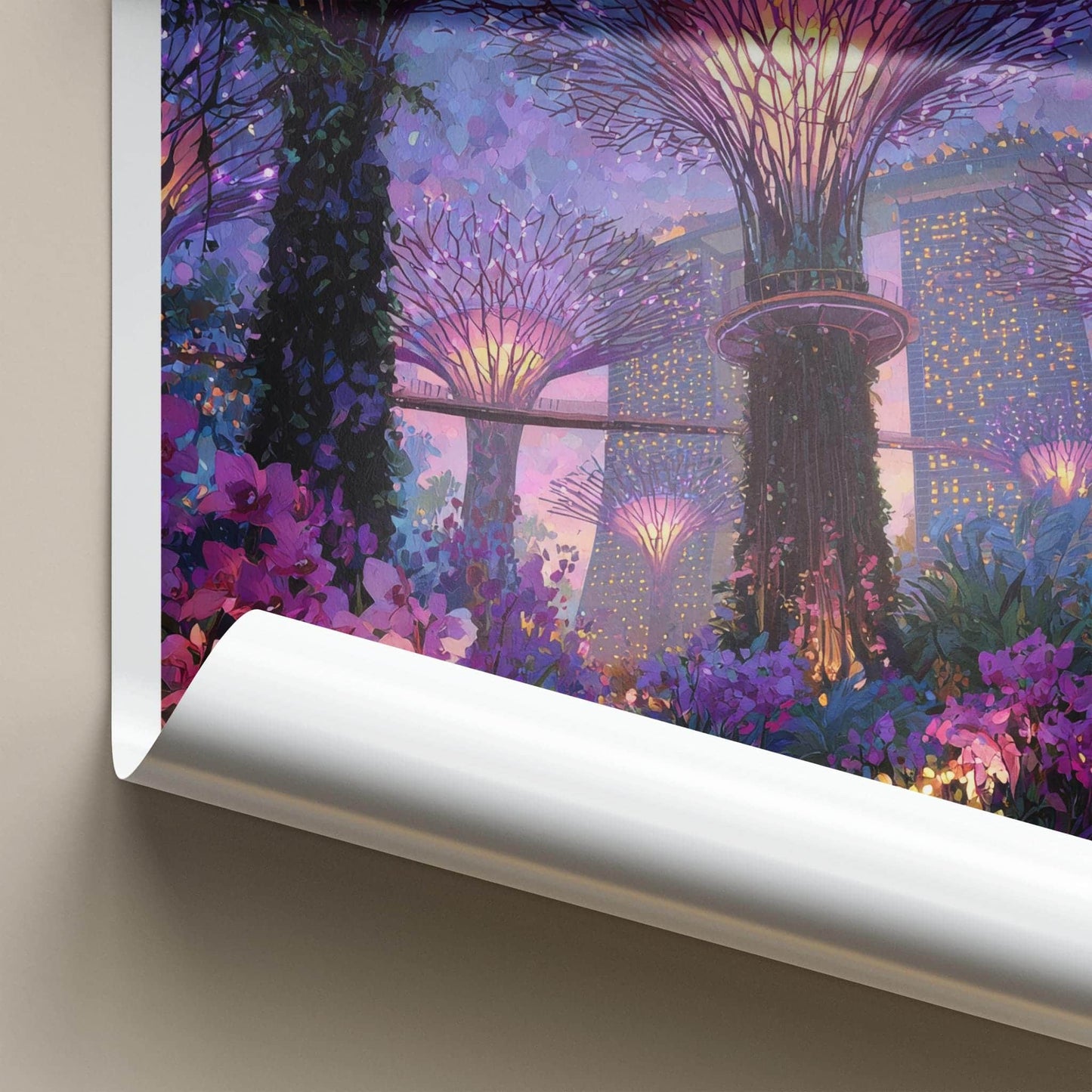 Supertree Grove Poster - Singapore Art Print - Vibrant Supertrees Night Home Decor
