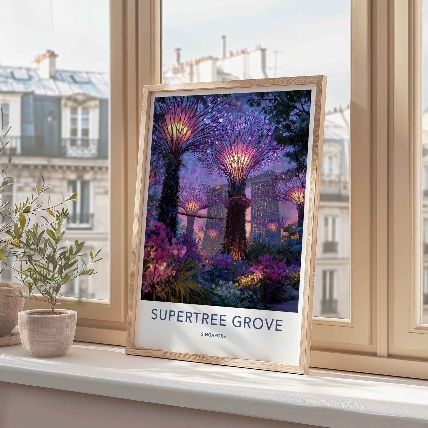 Supertree Grove Poster - Singapore Art Print - Vibrant Supertrees Night Home Decor