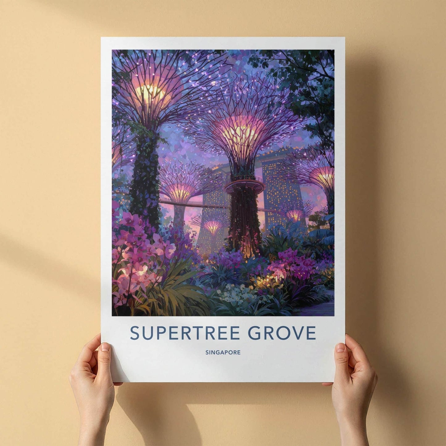 Supertree Grove Poster - Singapore Art Print - Vibrant Supertrees Night Home Decor