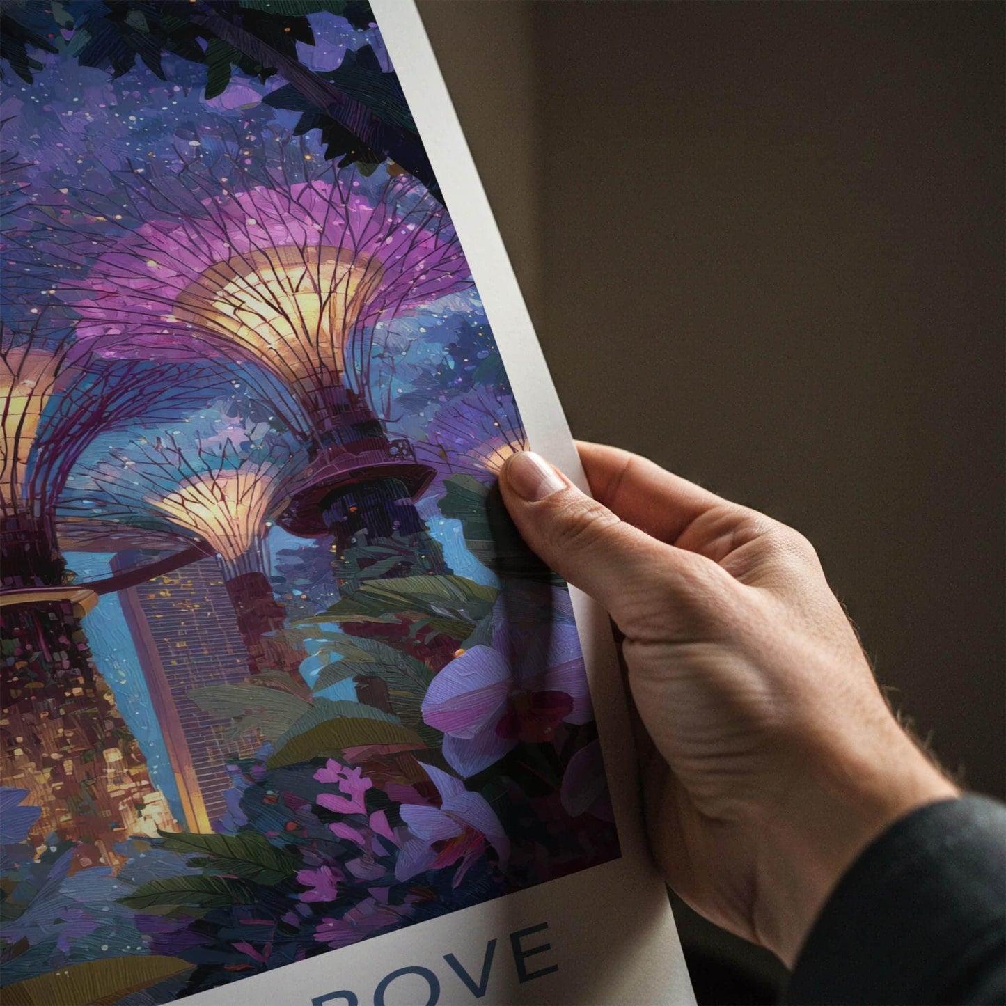 Supertree Grove Poster - Singapore Wall Art - Vibrant Lighted Gardens Home Decor