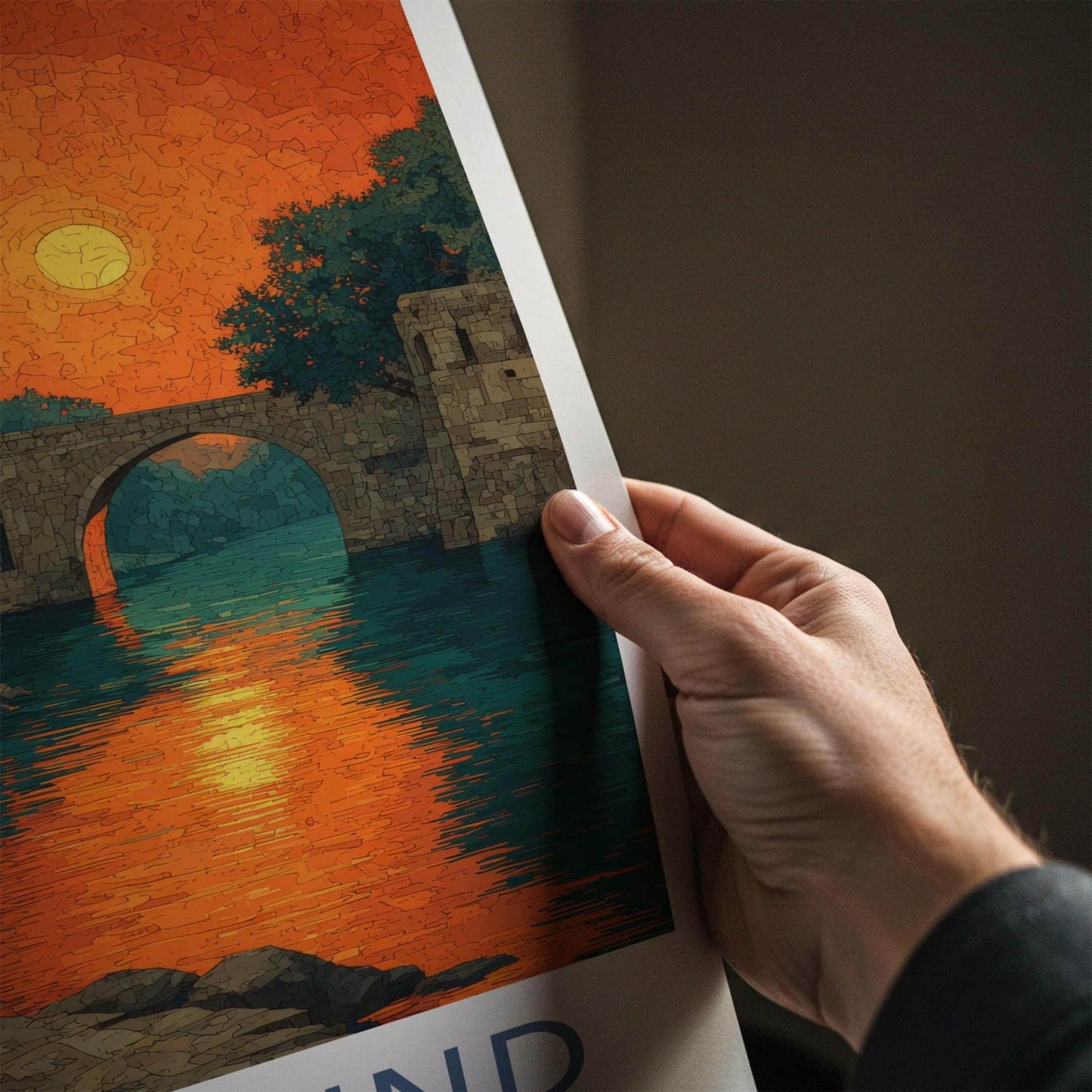 Surajkund Poster - India Travel Art - Haryana Orange Sky Reflection Home Decor