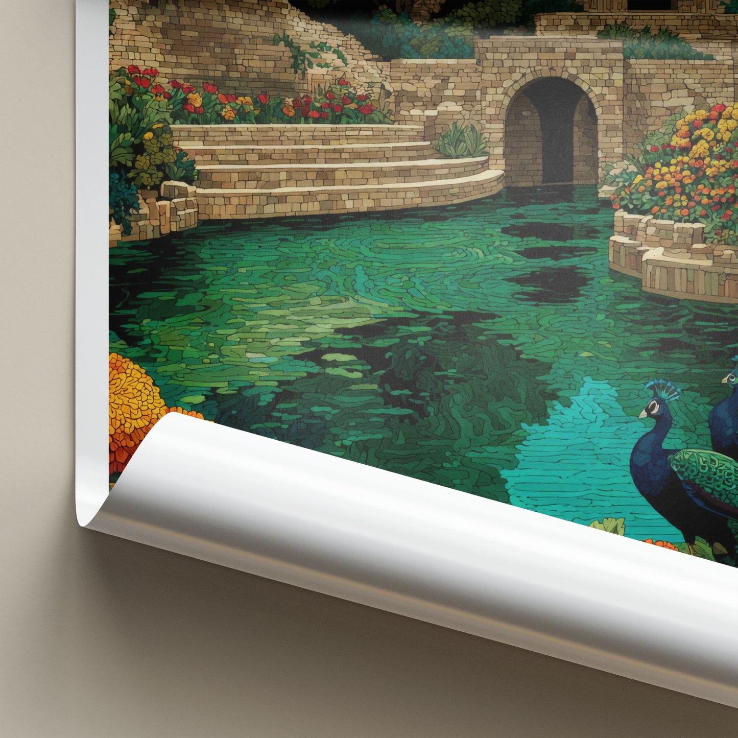 Surajkund Poster - India Travel Print - Haryana Peacocks Stepwell Wall Decor