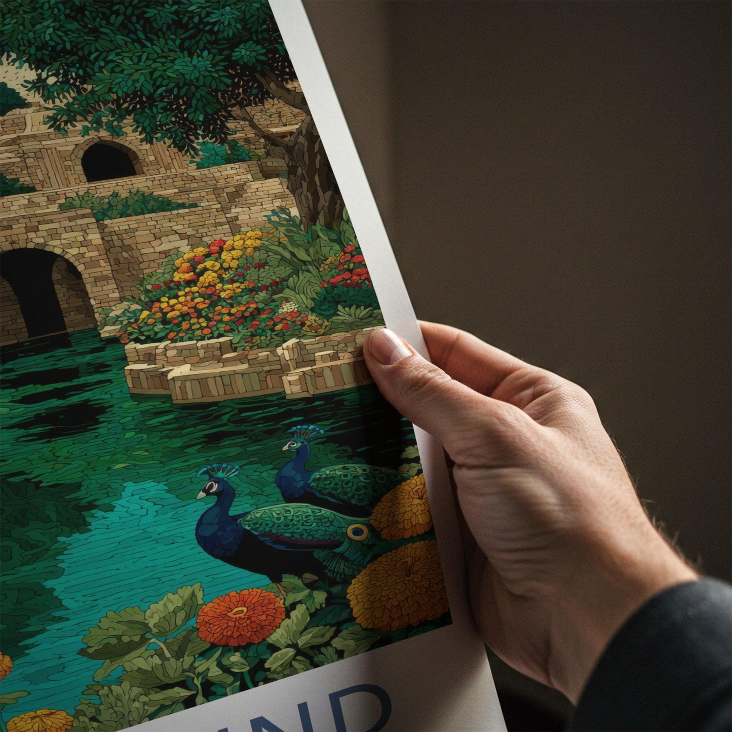 Surajkund Poster - India Travel Print - Haryana Peacocks Stepwell Wall Decor