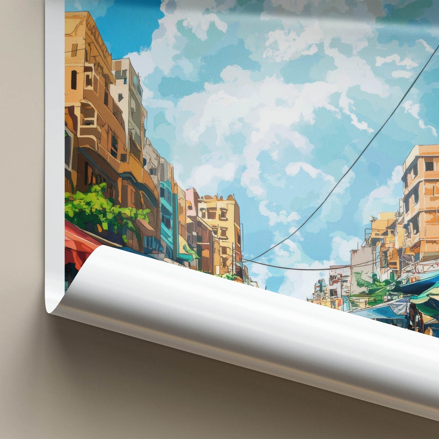Surat Poster - India Travel Art - Gujarat Colorful Market Street Wall Decor