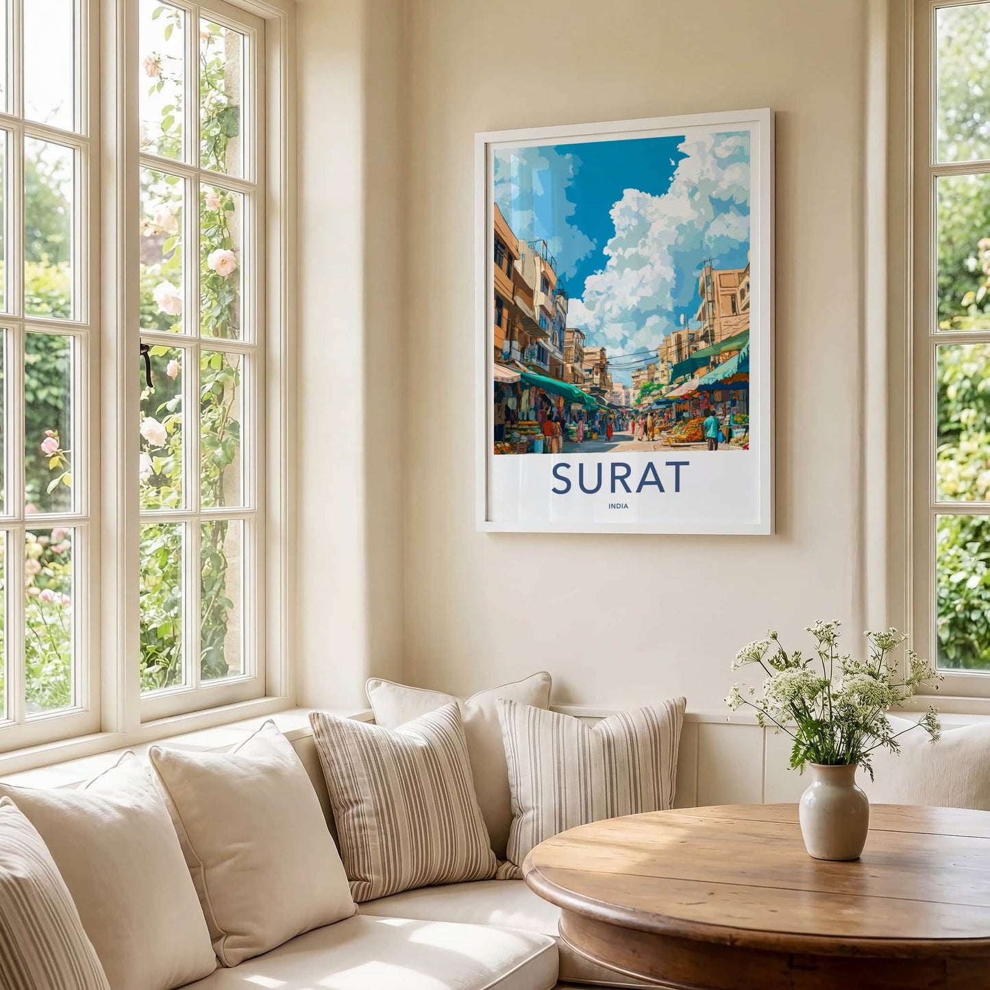 Surat Poster - India Travel Art - Gujarat Street Market Home Decor