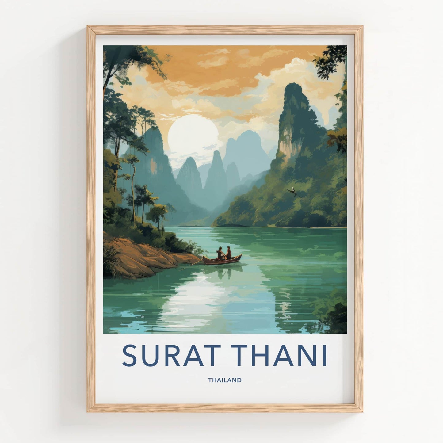Surat Thani Poster - Thailand Travel Art - Karst River Scenic Wall Decor