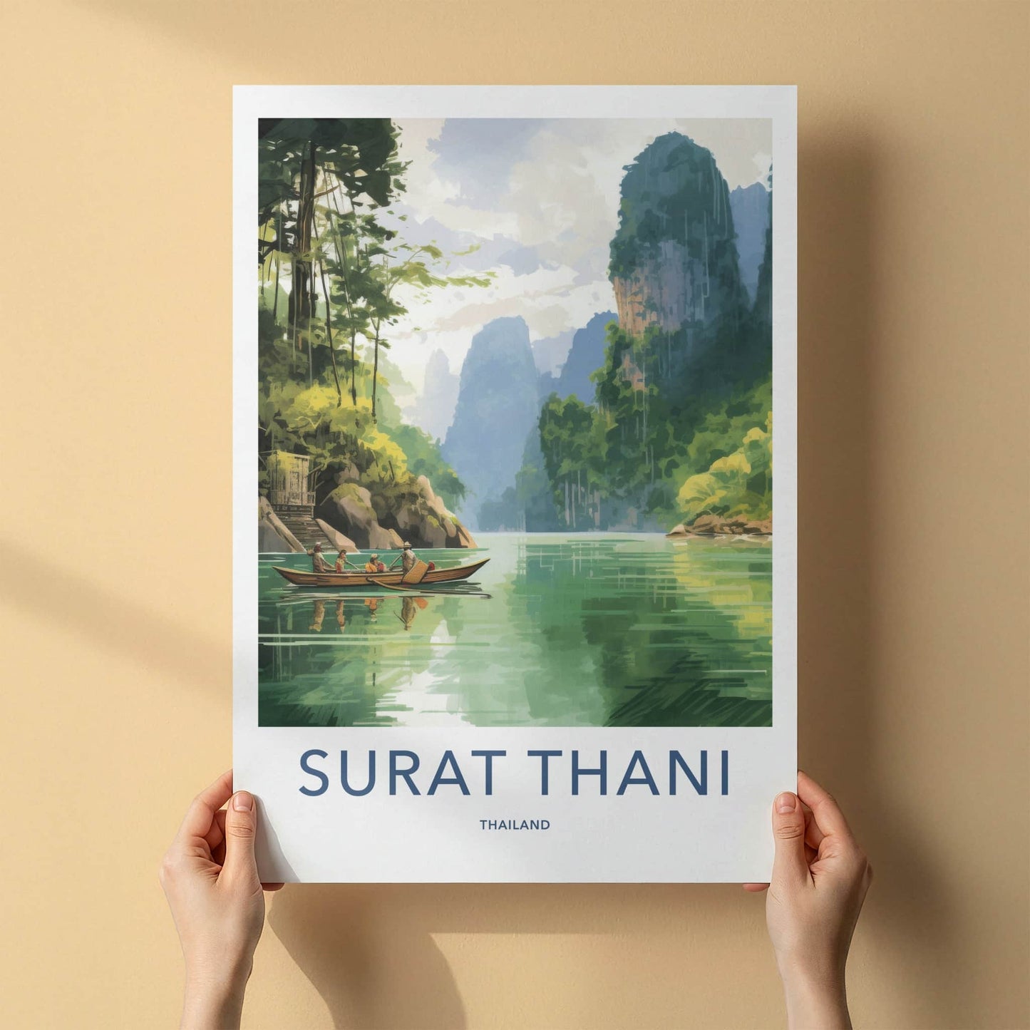 Surat Thani Poster - Thailand Travel Art - Limestone Karst Scenery Home Decor