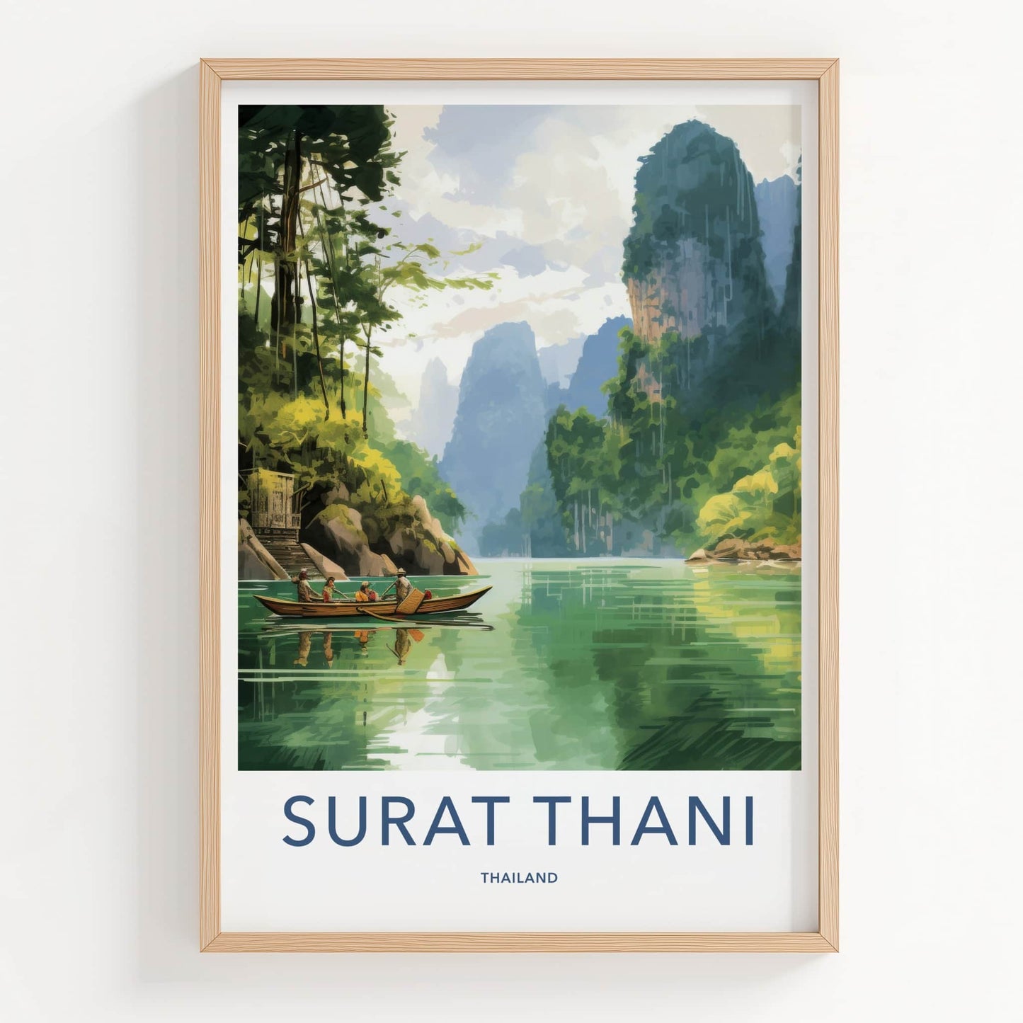 Surat Thani Poster - Thailand Travel Art - Limestone Karst Scenery Home Decor