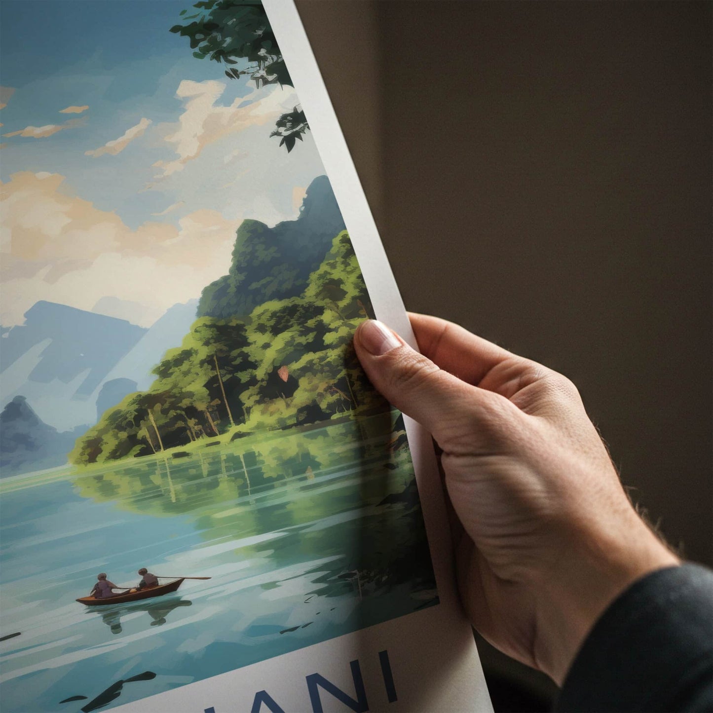 Surat Thani Poster - Thailand Travel Art - Tropical River Karsts Home Decor