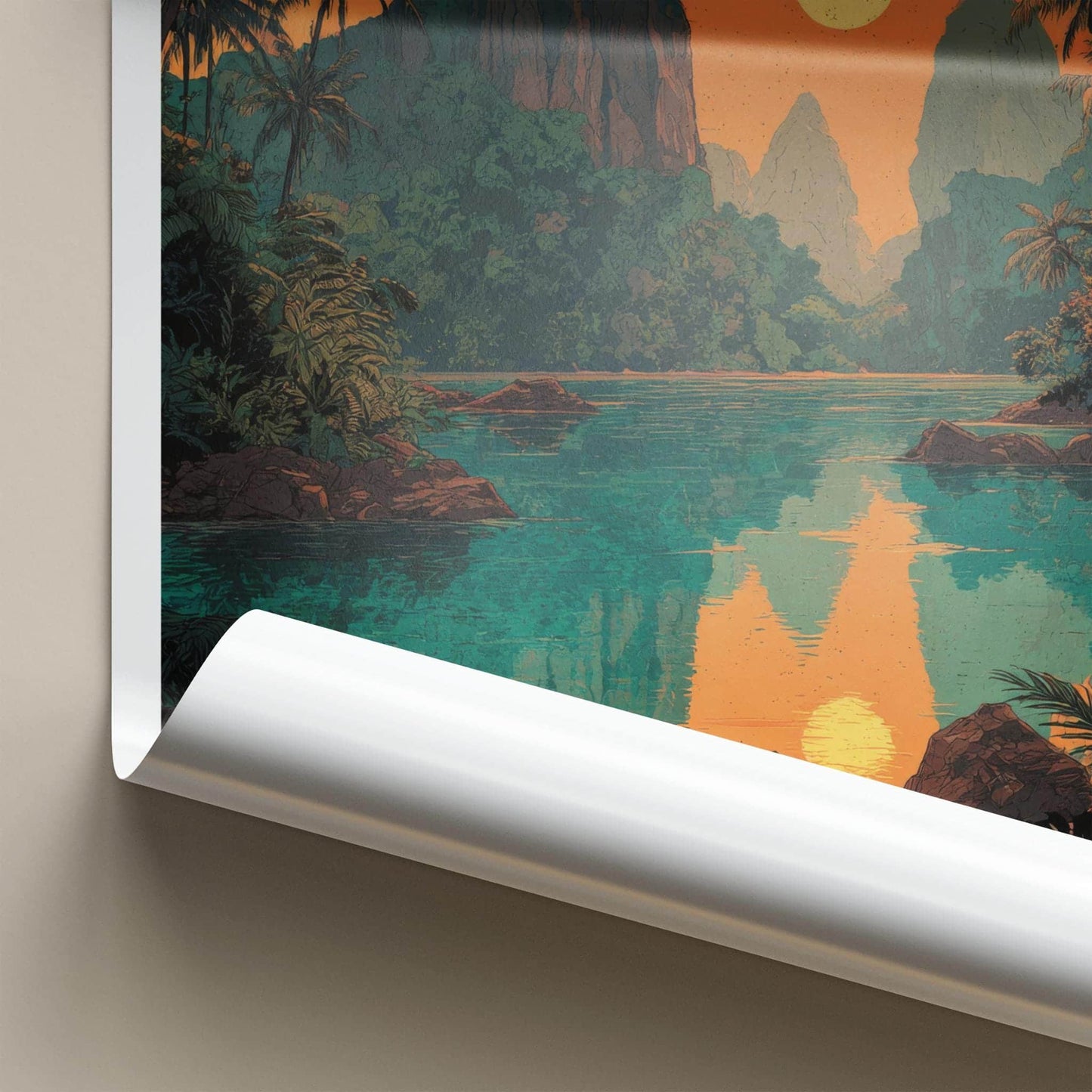 Surat Thani Poster - Thailand Travel Art - Tropical Sunset Lake Home Decor