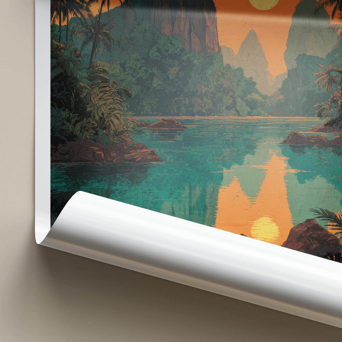 Surat Thani Poster - Thailand Wall Art - Vibrant Lake Sunset Home Decor