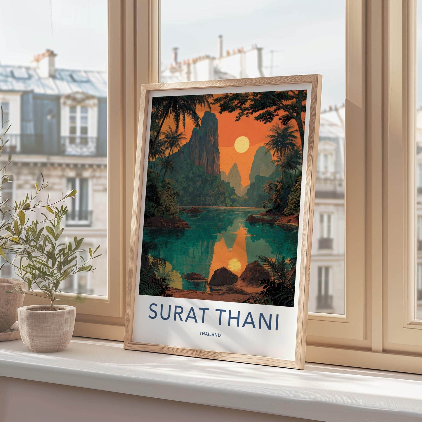 Surat Thani Poster - Thailand Wall Art - Vibrant Lake Sunset Home Decor