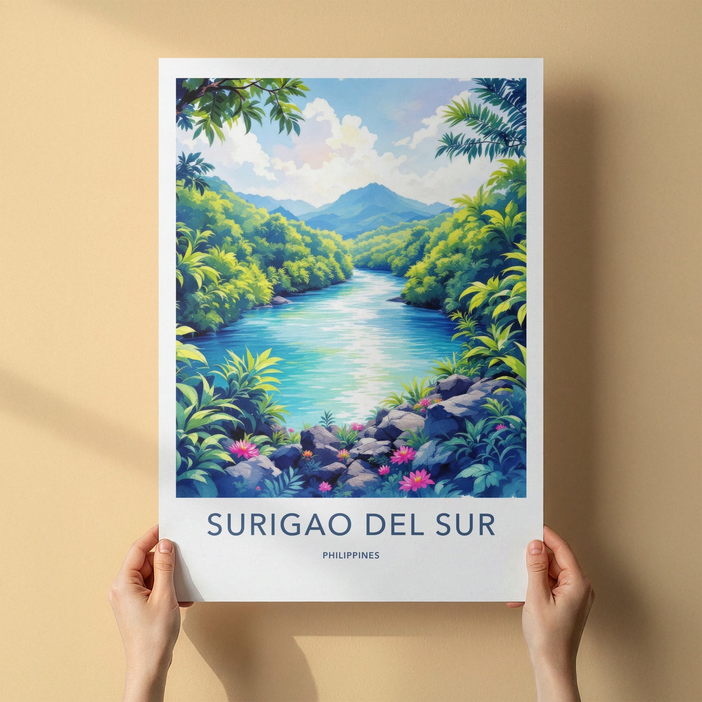SURIGAO DEL SUR Poster - PHILIPPINES Travel Art - Lush River Mountains Home Decor