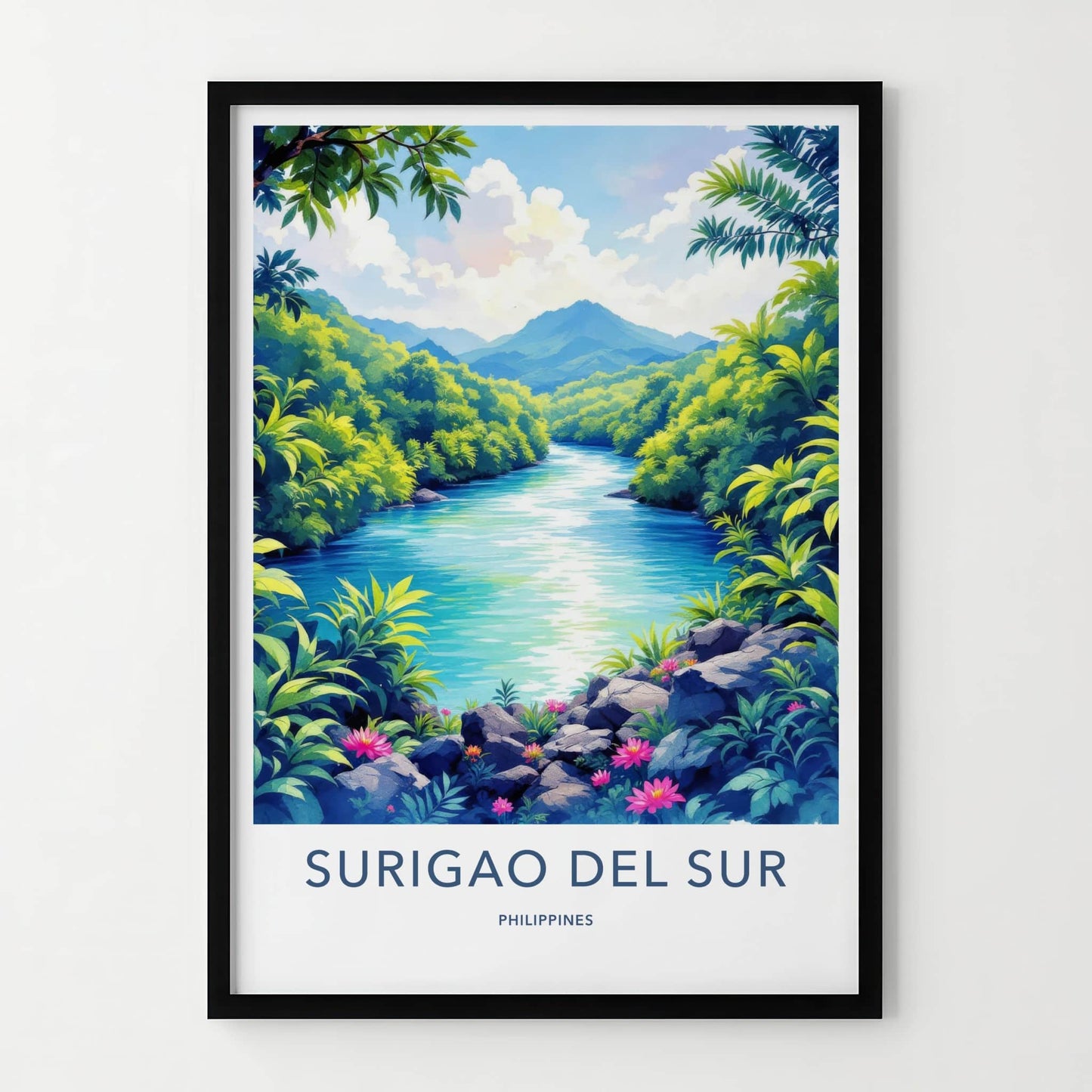 SURIGAO DEL SUR Poster - PHILIPPINES Travel Art - Lush River Mountains Home Decor